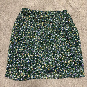 Zara Mini Skirt Floral Pintuck Side Zip Womens S NWOT
